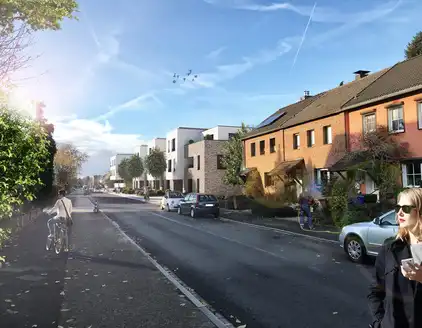 Mehrfamilienhäuser: Ansicht aus einer Seitenstraße 