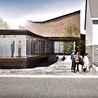 CGI von einem zwei stöckigem Backstein Haus